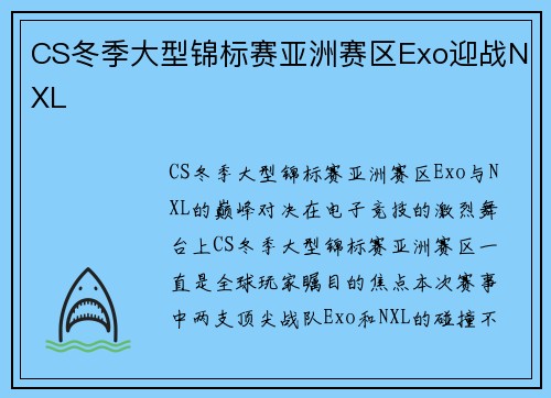 CS冬季大型锦标赛亚洲赛区Exo迎战NXL